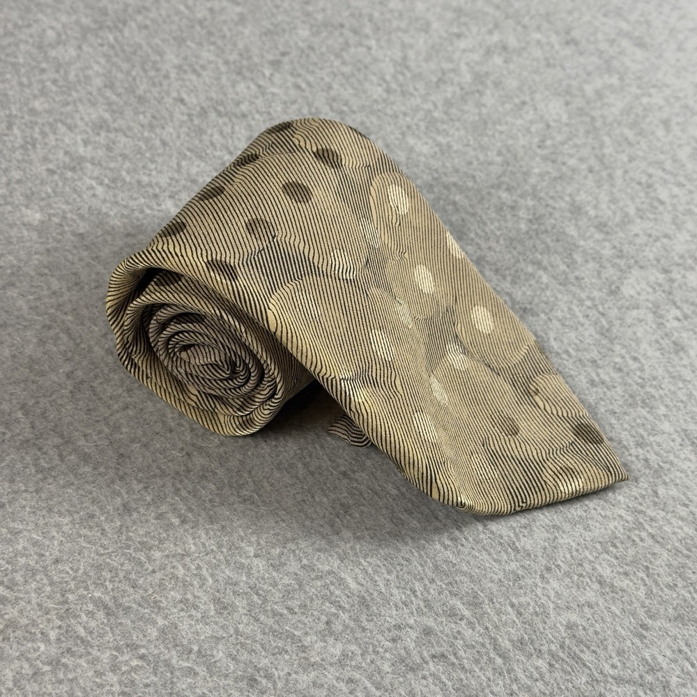 Vintage Serica 100% Silk Tie Italy Beige Black Abstract Geometric Mens 56x3.75